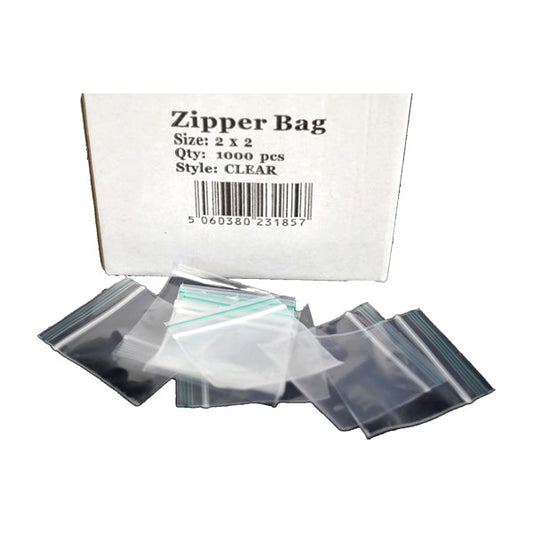 1000 x Zipper Branded 2 x 2 Clear Bags