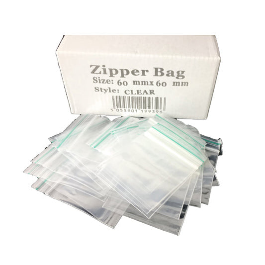 1000 x Zipper Branded 60mm x 60mm Clear Bags